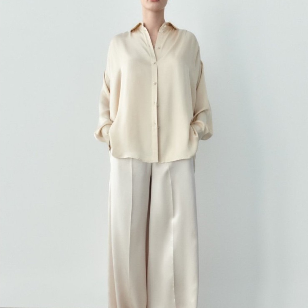 NWT Zara Jewel Button Oversized Blouse XS